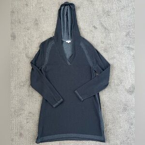 J. Jill Navy Knit Hooded Casual Tunic Sweater